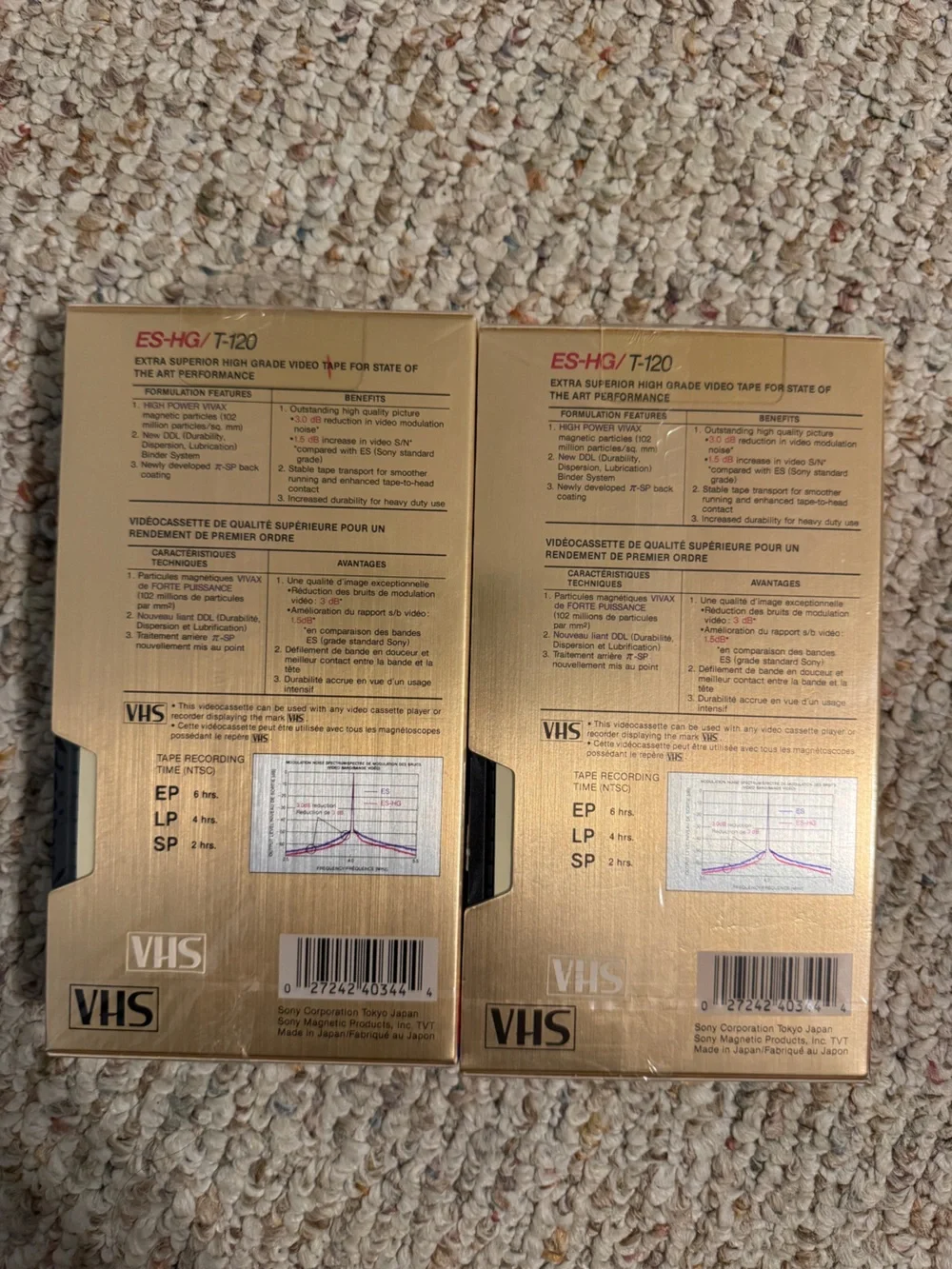 Sony ES-HG T-120 VHS Blank Tape Pair - 2 PACK SEALED